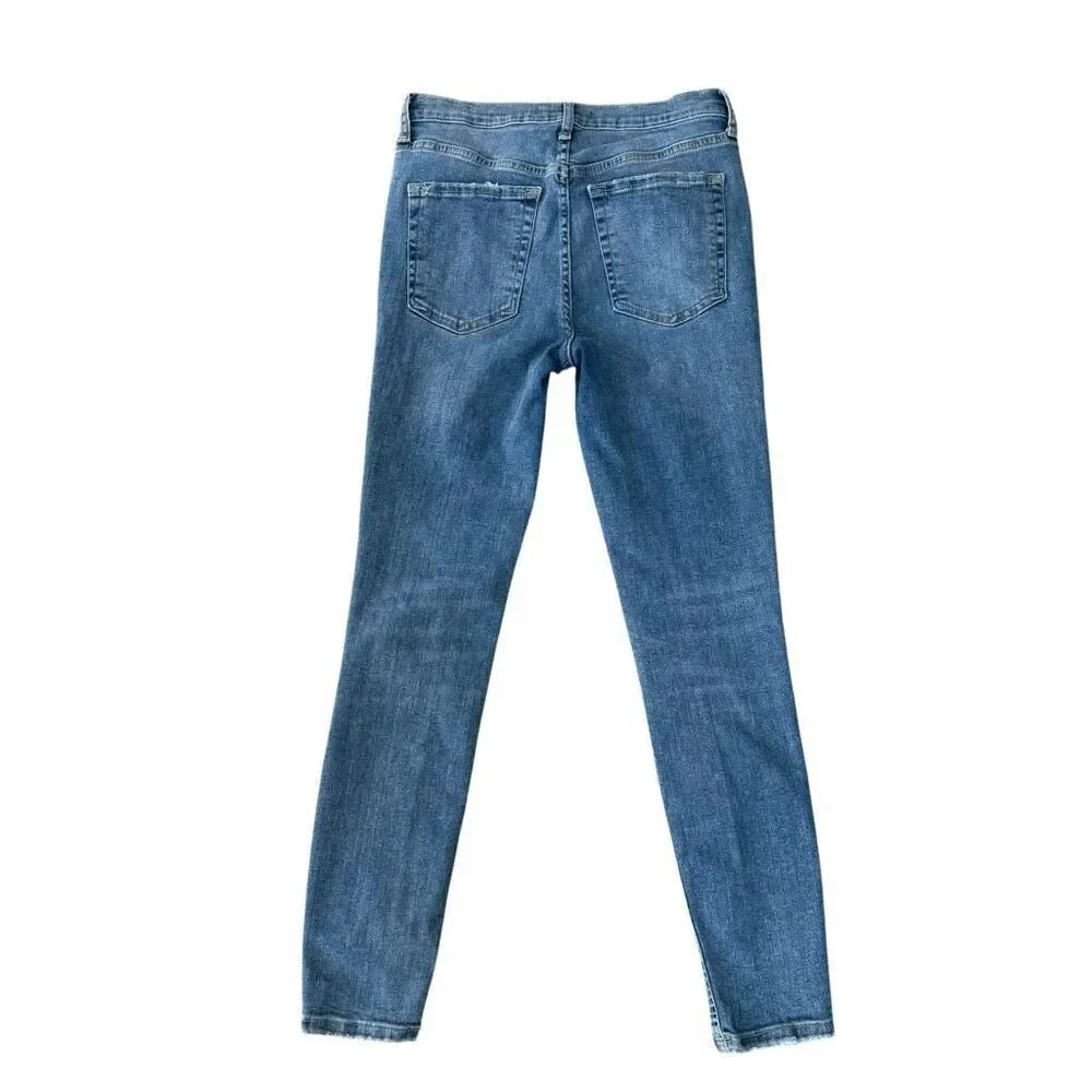 Free People Skinny Jeans Women's Size 27 Distressed Blue Denim Mid Rise Stretch